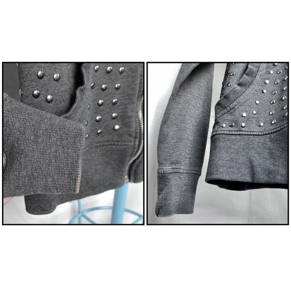 Hot Topic Grey Studded Hoodie XS - Picture 10 of 10